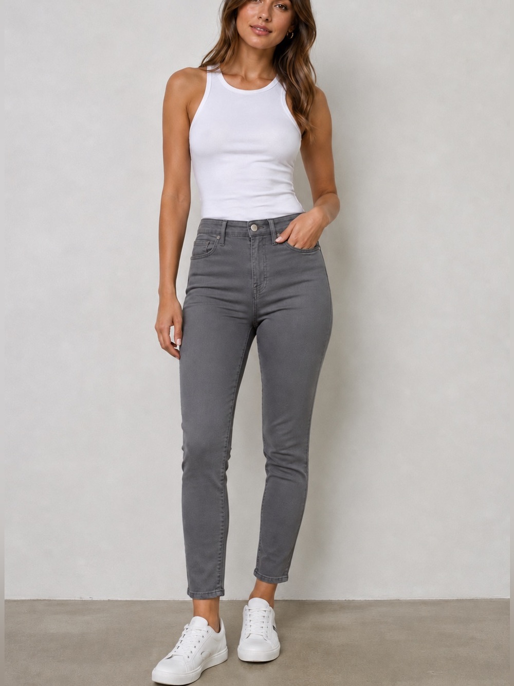 Calvin Klein High Rise Ankle Skinny Jeans.